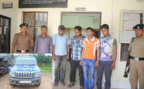 Police seized contrabands of more than 3, 00, 000 rupees: Five detained along with a vehicle